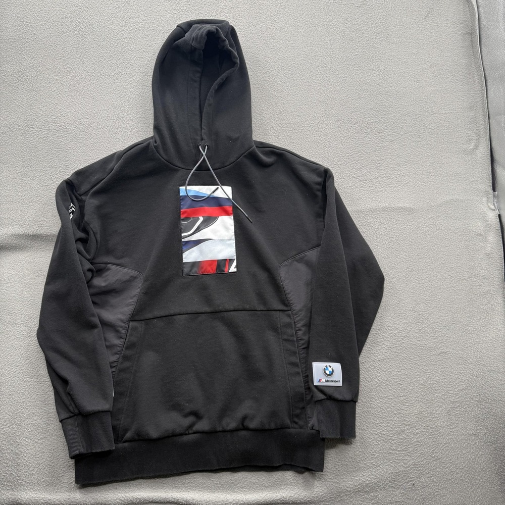 Puma BMW M Motorsport Hoodie Mens Medium Black Pullover Fleece Sweatshirt